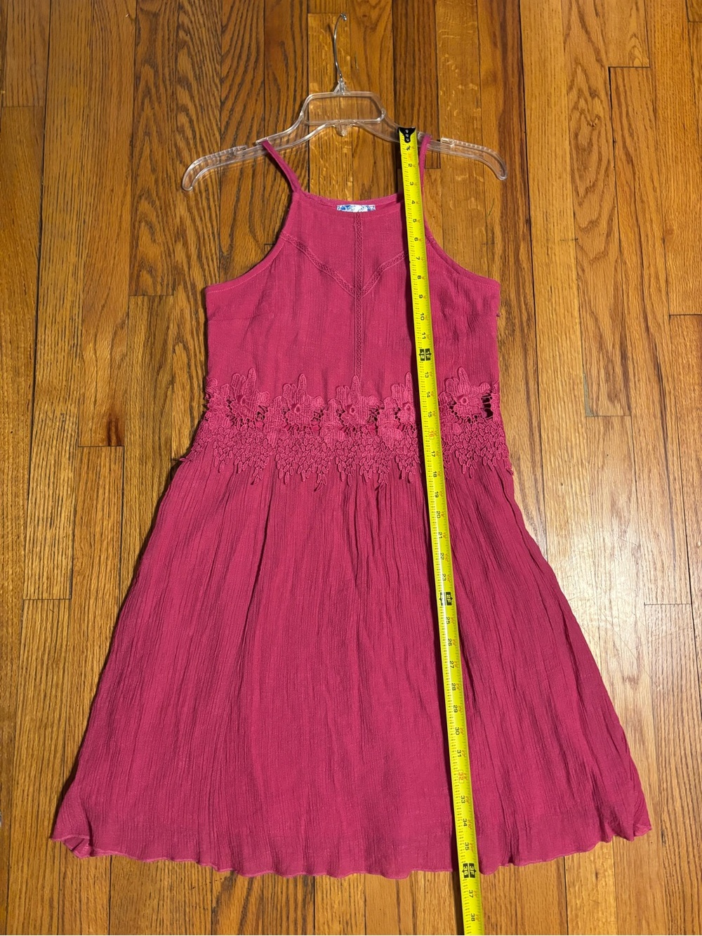 Sleeveless Pink Midi Dress with Crochet Waist - Picture 9 of 9